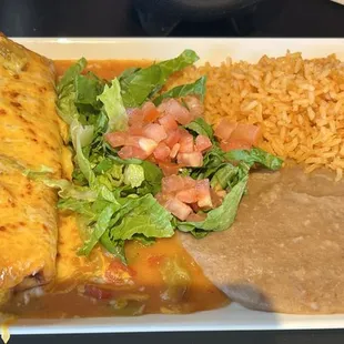 Chimichanga with rice and beans