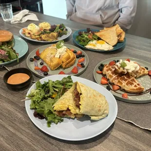 Breakfast Burrito, French Toast, Croffle, Fried Chicken Sandwich