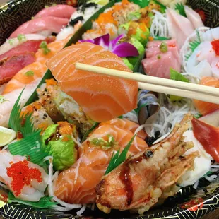sashimi, sushi, sushi and sashimi, food