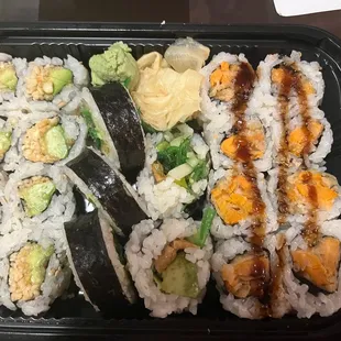 Peanut Avocado Roll, Mixed Veggie Roll, and Sweet Potato Roll (all very good!!)