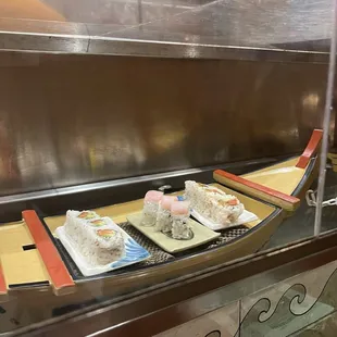 interior, sushi and sashimi