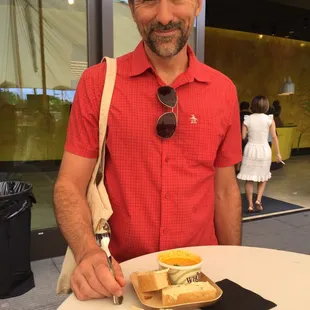 Alessandro about to eat his yummy Whole Foods soup.