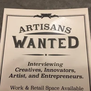 an advertisement for artists wanted