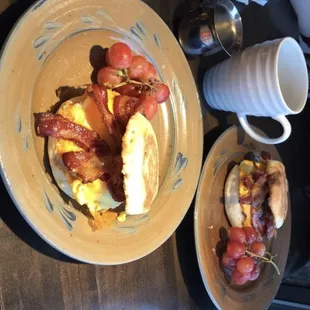 two plates of food on a table