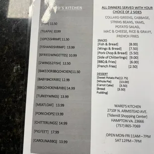 menu