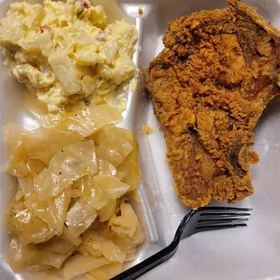 Walmart store bought potato salad, bland cabbage,