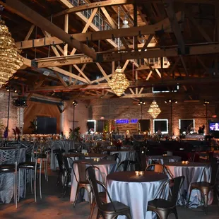 Grand lights and ample space in our Industrial Upscale Event venue in Phoenix