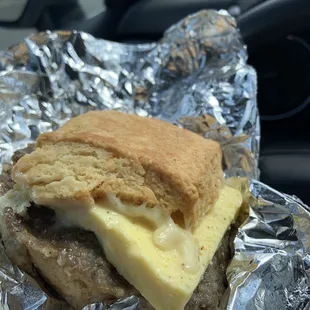 Sausage Egg Biscuit Sandwich