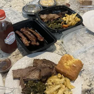 2 Meat Combo, Collard Greens, Smoked Mac &amp; Cheese, Sweet Tea