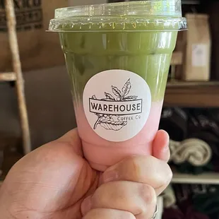 Strawberry matcha latte
