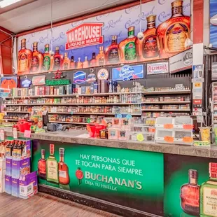 a variety of liquors on display