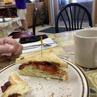 Half of a BLT sandwich