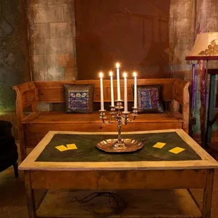 a table with candles on it