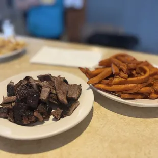 Burnt ends and sweet potato fries