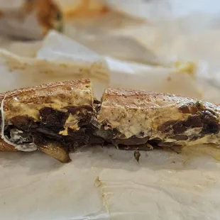 a half eaten sandwich