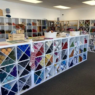 Beautiful yarn selection, sorted by weight. Here is our friend Worsted