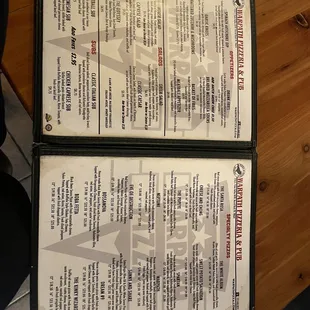 two menus on a table