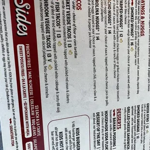 Food menu
