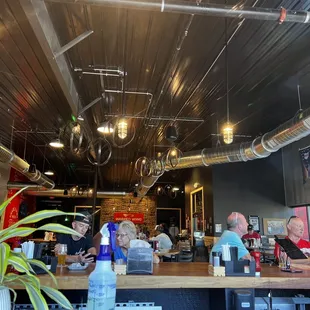 Inside from the huge bar window