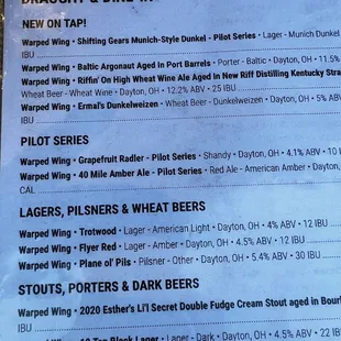 Tap list
