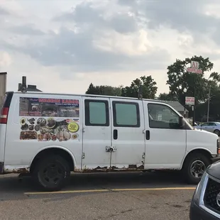 a van parked in a parking lot