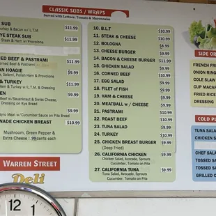Menu board