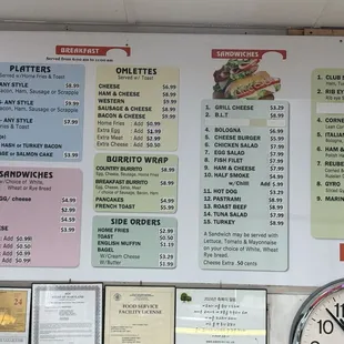 Menu board