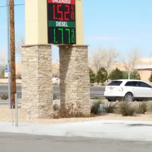 a gas station sign