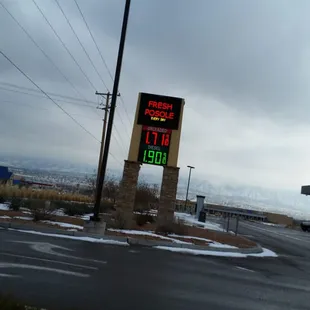 a gas station sign