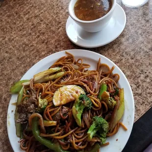 Dinner with hot &amp; sour soup. Yummy.