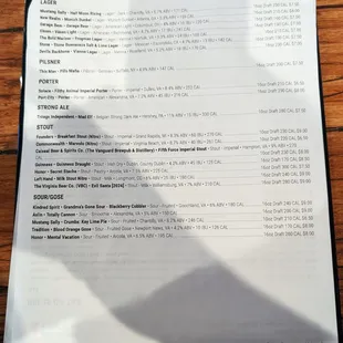 This is the back page of their Beers on Tap Menu.  Photo taken January 21, 2025.
