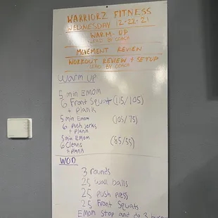 Warm up &amp; WOD (workout of the day)