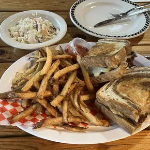 Brisket Reuben with extra side of slaw