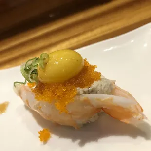 a close up of a sushi