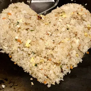 a heart shaped rice dish