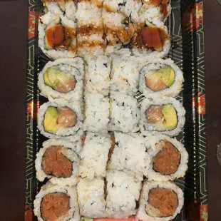 Maki Combo Alaska Roll Spicy Tuna Roll Salmon Tempura Roll