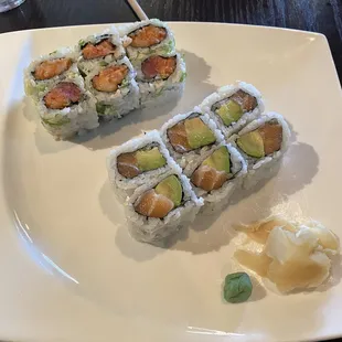 Salmon Avocado Roll and Dynamite Roll