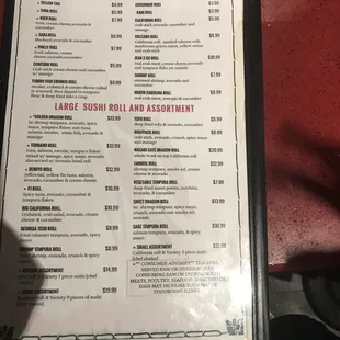 menu