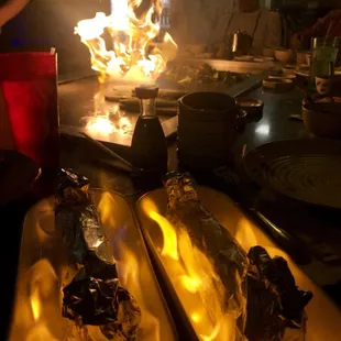 Couple of flaming rolls.