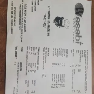 New menu ! 6-2-22