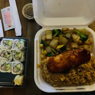 Salmon hibachi + California Roll