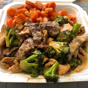 Japanese lunch with broccoli added and yum yum sauce!