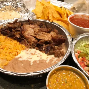 Carnitas is so delicious and it comes with chips and salsa!
