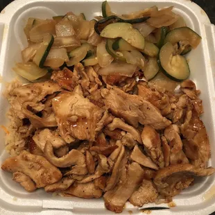 Japanese chicken dinner with zucchini and onions!