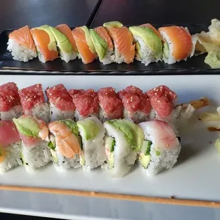 Rainbow Roll, Kamakazi Roll, Spicy Salmon Roll