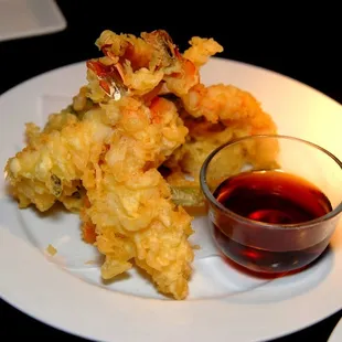 shrimp tempura and veggies