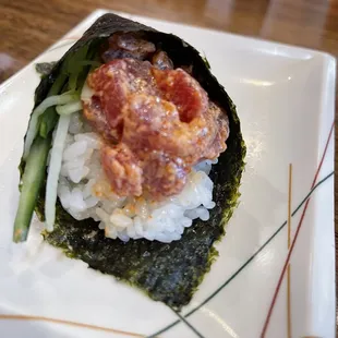 Spicy Ahi temaki hand roll