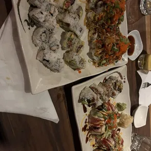 Abby roll and spicy volcano rolls