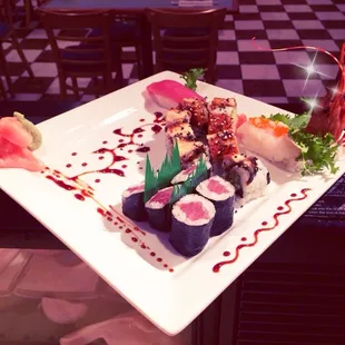 Tuna roll and sweet shrimp and jax roll