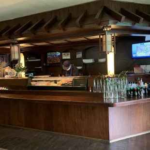 a bar with a television